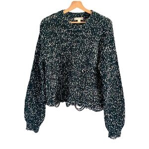 IT'S OUR TIME Green Speckled Knit Cowl Neck Sweater Pullover XS Fairy Goth